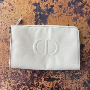 Dior Beauty 3/4 Zipper Beige Recycled Polyester (feels like cotton)Bag Makeup